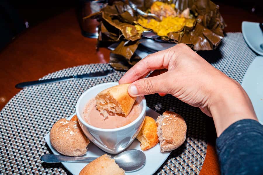 Bogota Food Tour with over 12 Tastings & Tejo - Tamales and hot chocolate at a long-running restaurant