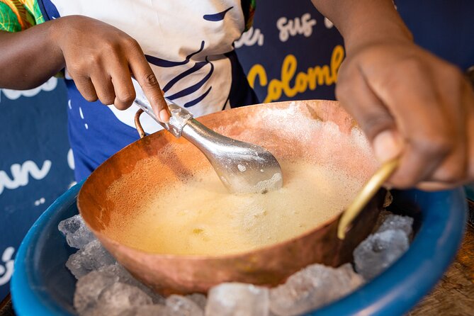 Caribbean fruits tasting and Paila Ice cream class - Making ice cream in a bronze paila
