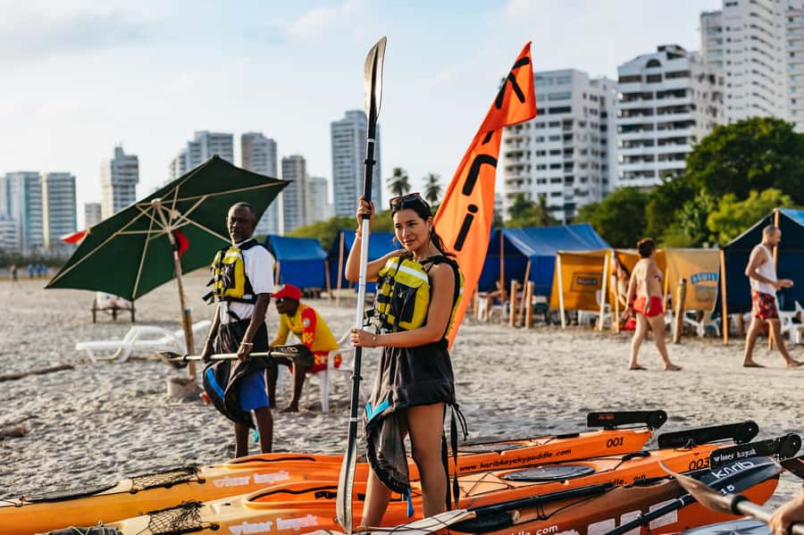 Cartagena: Sunset Sea Kayaking Tour - Waiting on the water for the sunset