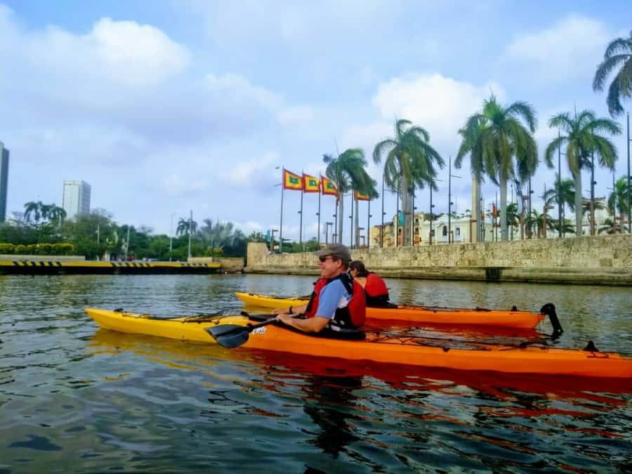 Cartagena: Walled City Kayak Tour - The first paddle toward the clock tower