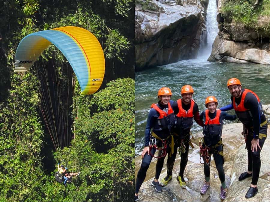From Guatape: PARAGLIDING and Cristalline CANYONING - Entering the crystal-clear Guatape River Canyon