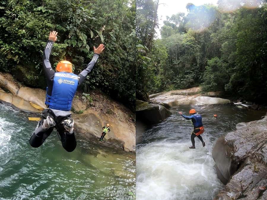 From Guatape: PARAGLIDING and Cristalline CANYONING - The 35-minute ride to the river canyon
