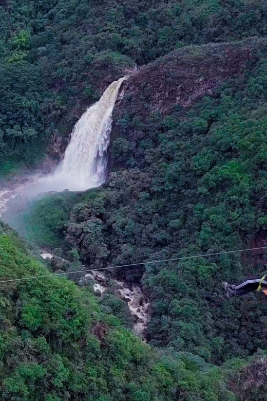 From Medellin:Powerful via Ferrata & Zipline Giant Waterfall - Hiking toward the 100-meter waterfall