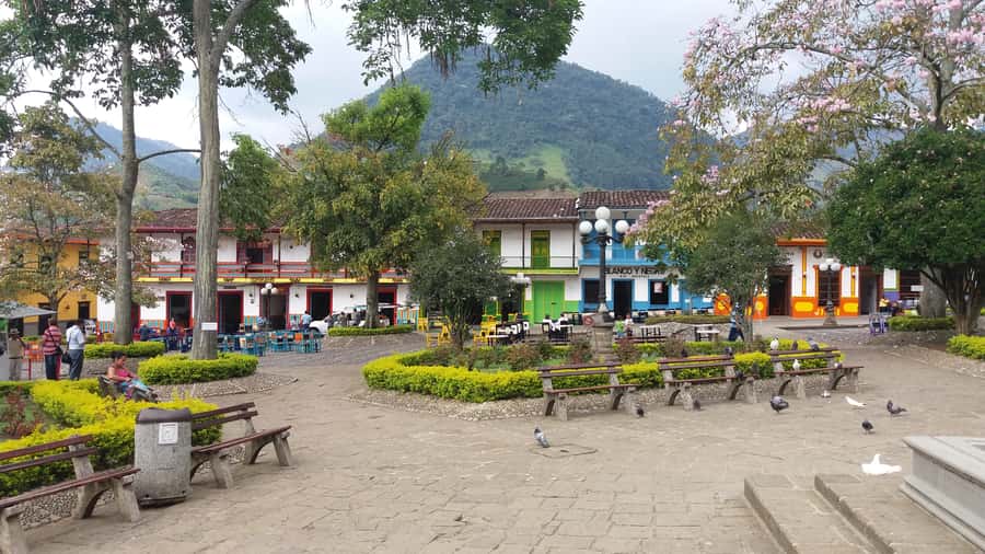 Jardín: Horseback Ride with Coffee Villa and Waterfall - Riding the cable car above the mountains