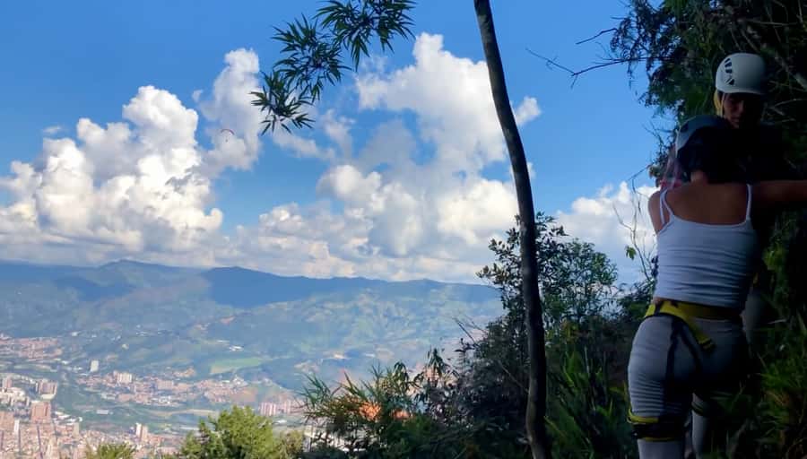 Medellin: Day Trip to Private Zipline and Waterfall Trek - Crossing the river on the 50-meter zip line