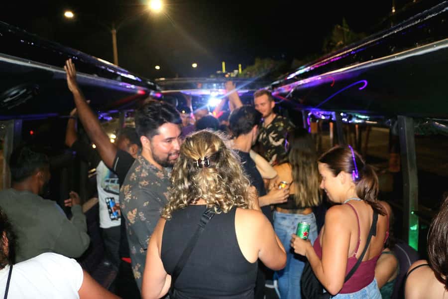 Medellin: Rumbero Party Bus with all the beer you can drink - The bus ride: music, lights, and a social crowd