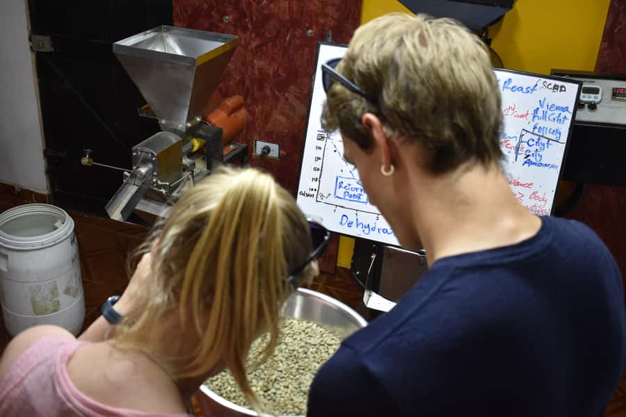 Salento: Coffee Master Roasting, Brewing and Tasting Tour - Watching green beans change in the drum roaster