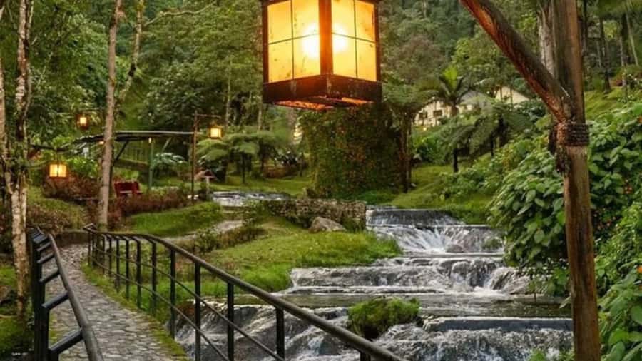 Tour Santa Rosa hot springs from Pereira, Armenia or Salento - The Waterfall and Mountain Setting